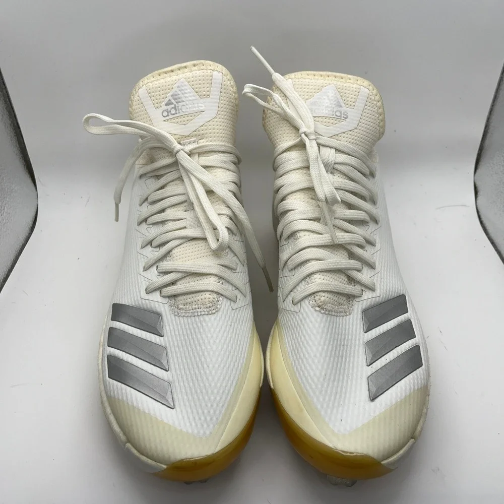 Adidas Men's Icon Bounce Baseball‎ Cleats White Silver Size 7 Metal Spikes